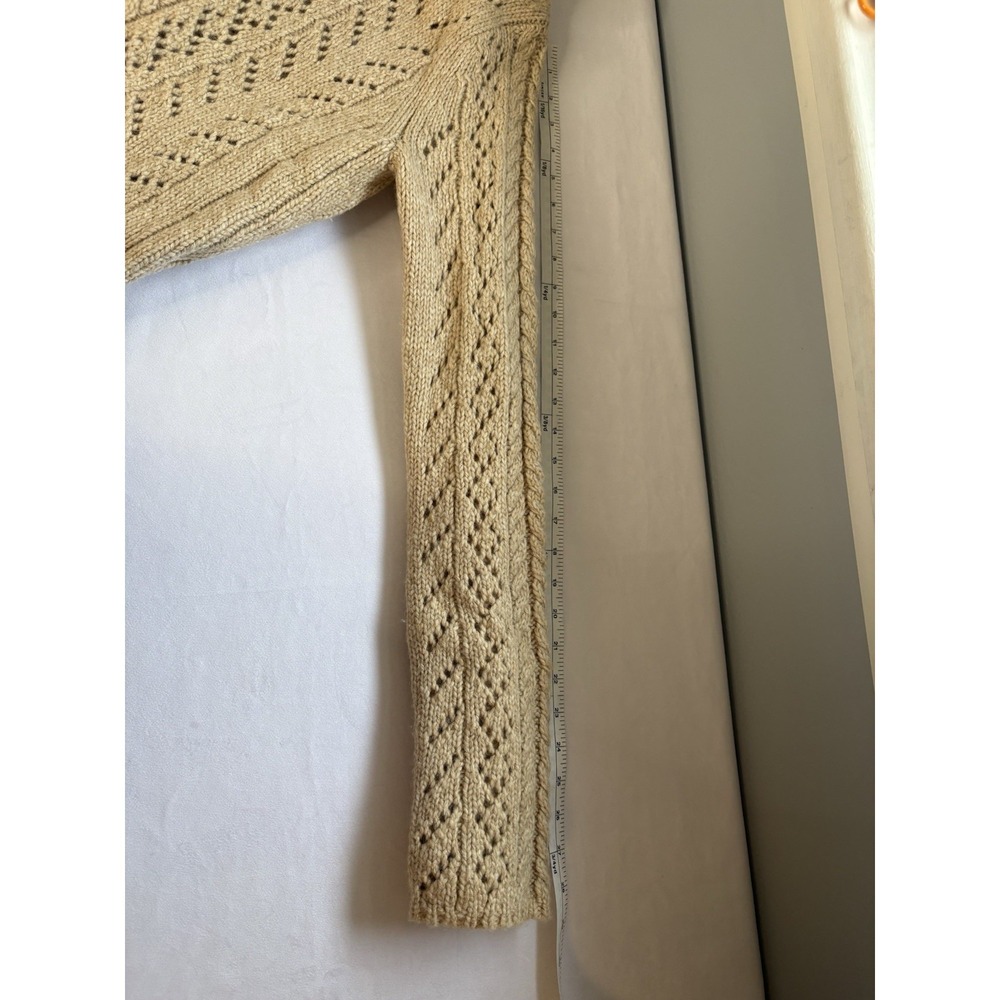 Y2K Abercrombie Fitch Cardigan Women Large Lambswool Shacket Sweater Cable Knit - Picture 12 of 12